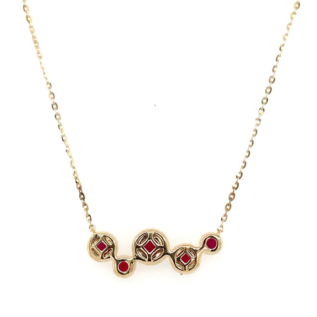 Roman+Jules Ruby and Diamond 5 Stone Bubble Necklace set in 14K Yellow Gold - Image 8 of 8