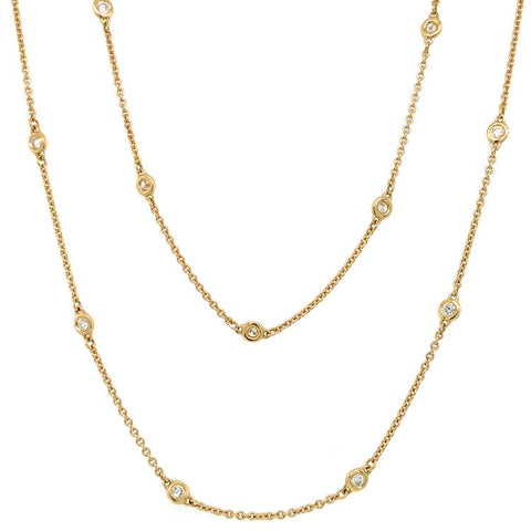 Bezel Set Diamond By the Yard Chain Necklace 32" long in 18 kt Yellow Gold - Image 1 of 4