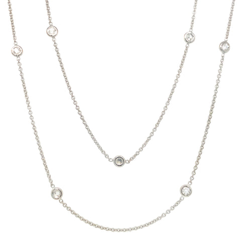 Bezel Set Diamond By the Yard Chain Necklace 34" long in 18 kt White Gold - Image 1 of 4
