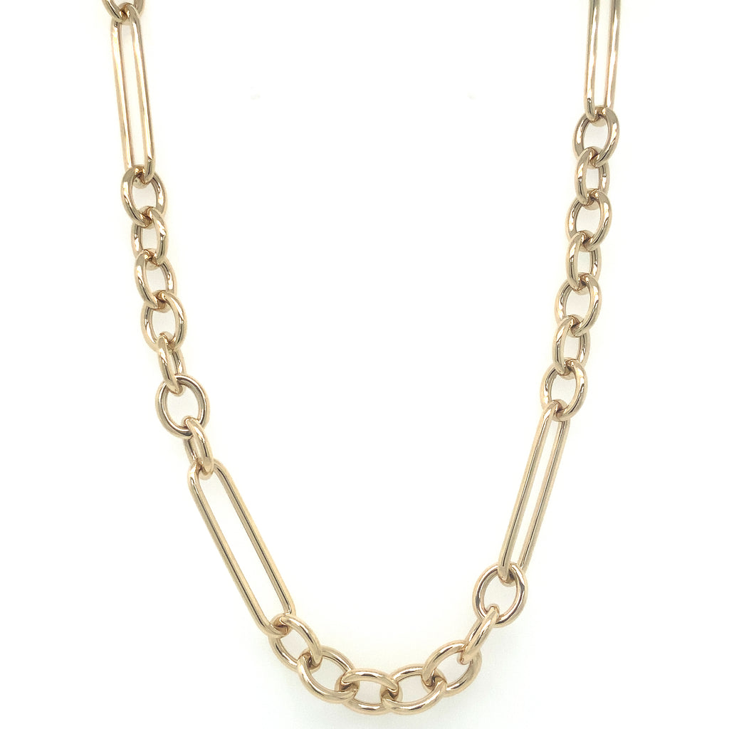 Paperclip and Oval Link 24" Neck Chain in 14 kt Yellow Gold - Image 1 of 4