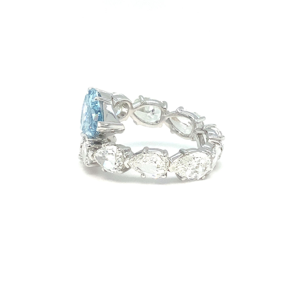Christopher Designs Crisscut® L'Amore Fancy Cut Lab Grown Blue and White Diamond 7.07 cts Bypass Eternity Rin - Image 3 of 6