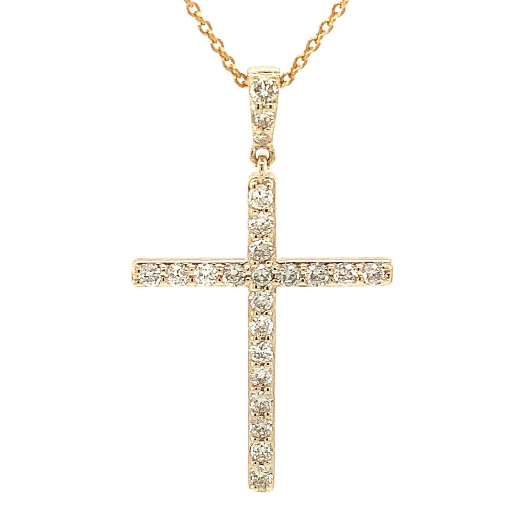 Contemporary Prong Set Diamond Cross 0.40 ctw 14K Yellow Gold - Image 1 of 7