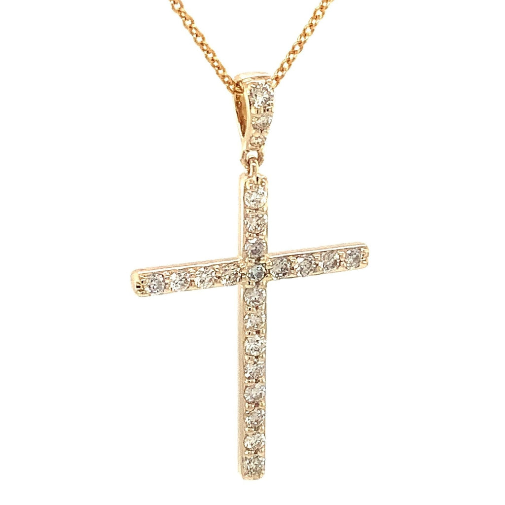 Contemporary Prong Set Diamond Cross 0.40 ctw 14K Yellow Gold - Image 2 of 7