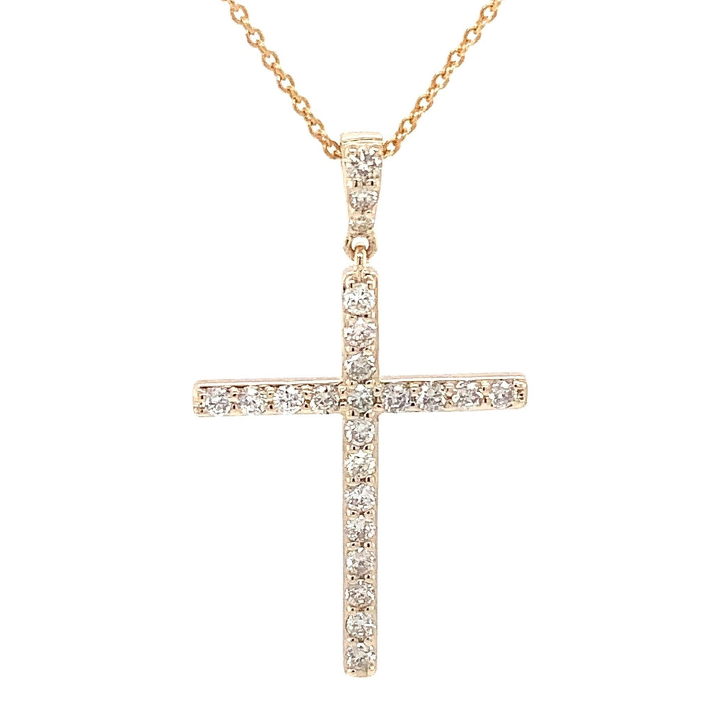 Contemporary Prong Set Diamond Cross 0.40 ctw 14K Yellow Gold - Image 6 of 7