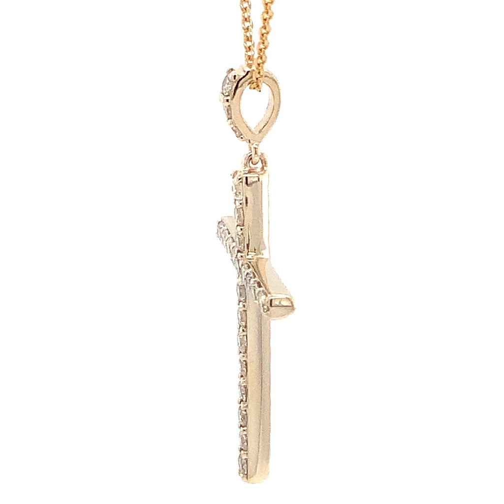 Contemporary Prong Set Diamond Cross 0.40 ctw 14K Yellow Gold - Image 7 of 7