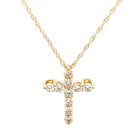 Diamond Cross Pendant 14K Yellow Gold 6 Round Brilliant Diamonds 0.40ctw - Image 1 of 9