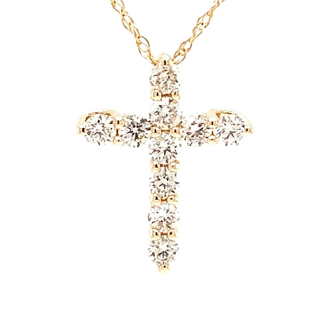 Diamond Cross Pendant 14K Yellow Gold 6 Round Brilliant Diamonds 0.40ctw - Image 4 of 9