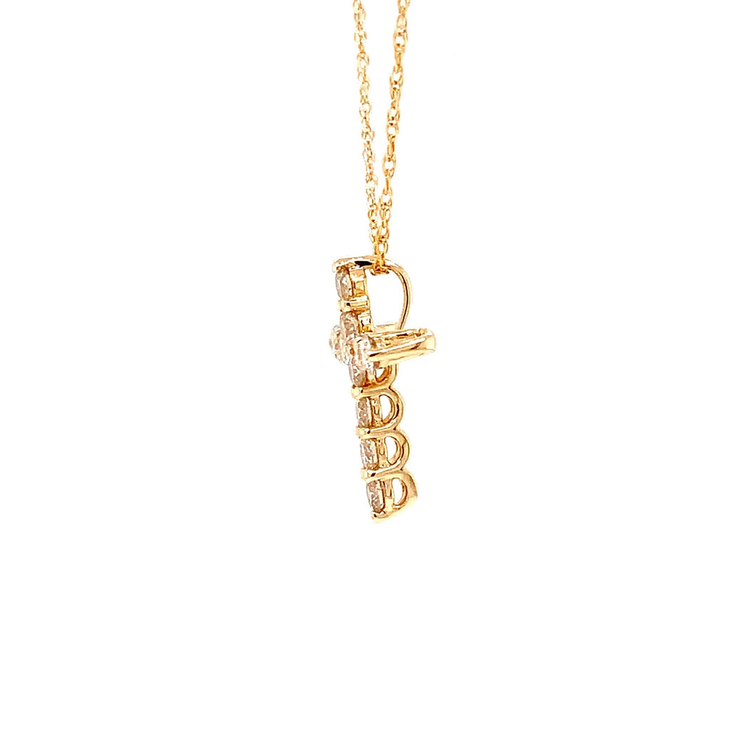 Diamond Cross Pendant 14K Yellow Gold 6 Round Brilliant Diamonds 0.40ctw - Image 5 of 9