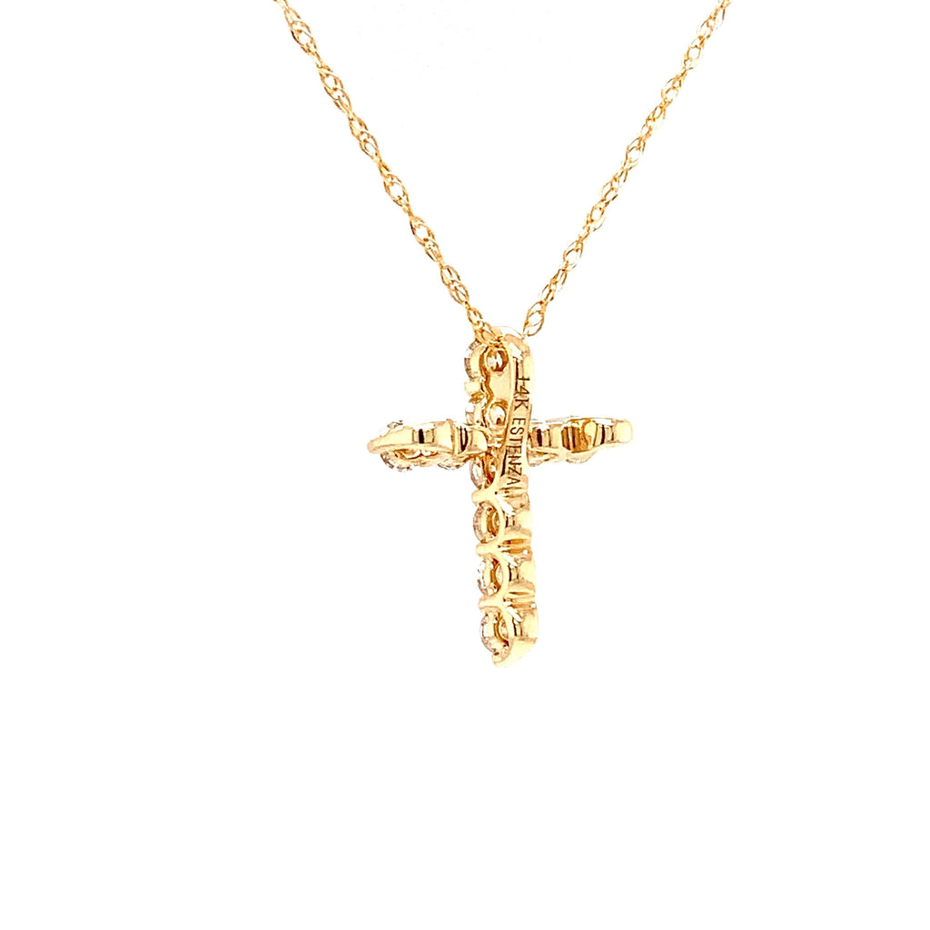 Diamond Cross Pendant 14K Yellow Gold 6 Round Brilliant Diamonds 0.40ctw - Image 6 of 9
