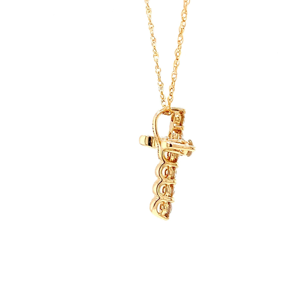 Diamond Cross Pendant 14K Yellow Gold 6 Round Brilliant Diamonds 0.40ctw - Image 7 of 9