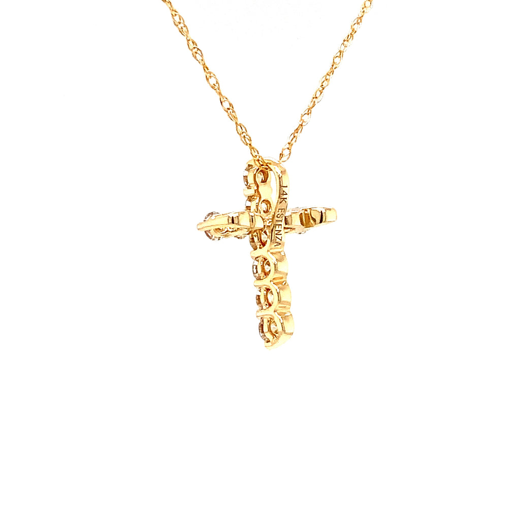 Diamond Cross Pendant 14K Yellow Gold 6 Round Brilliant Diamonds 0.40ctw - Image 8 of 9