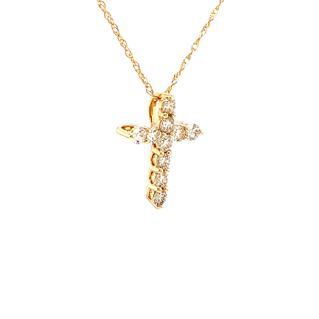 Diamond Cross Pendant 14K Yellow Gold 6 Round Brilliant Diamonds 0.40ctw - Image 9 of 9