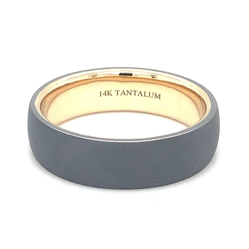 Contemporary Mixed Metal Tantalum and 14K Yellow Gold Wedding Band. - Image 1 of 8