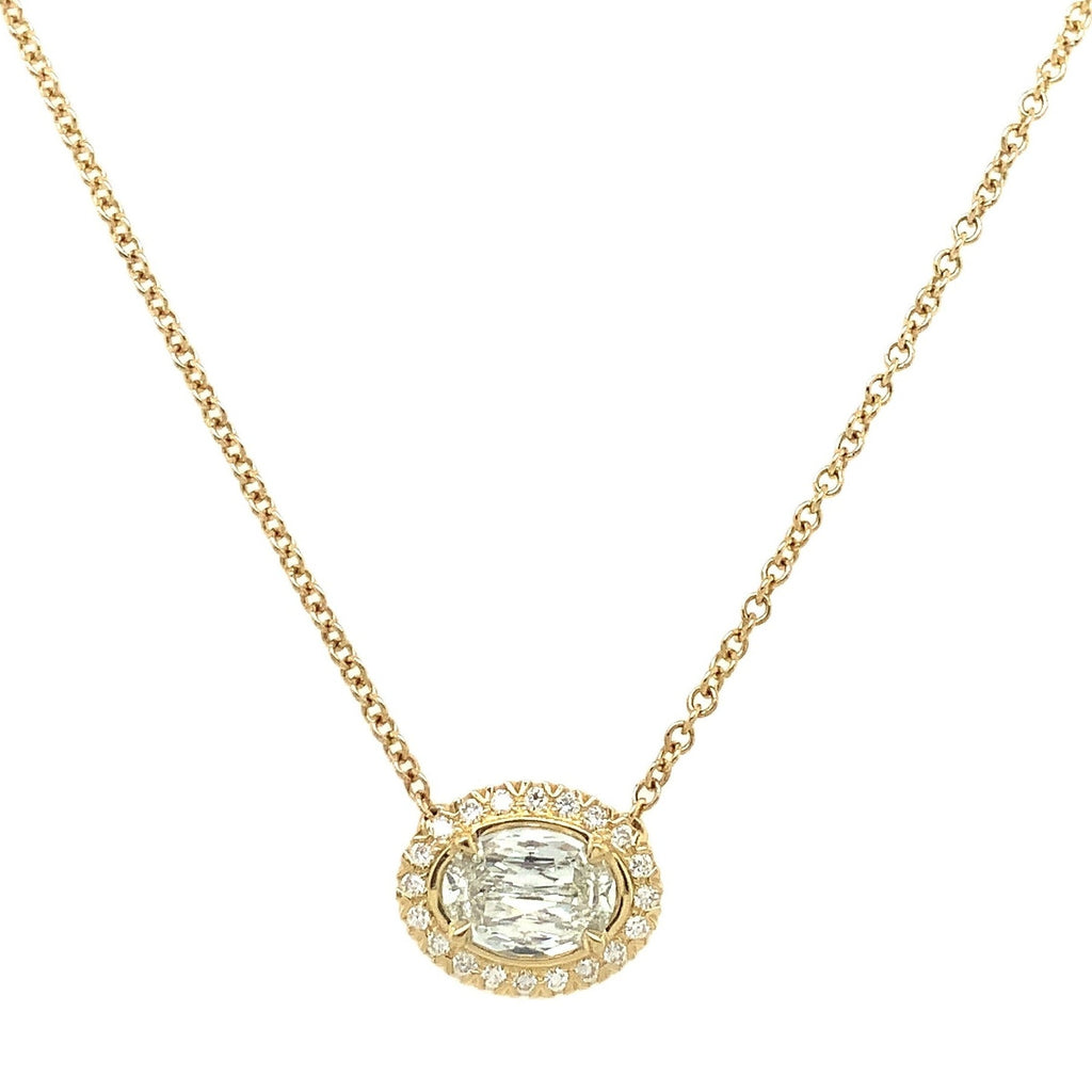 Christopher Designs L'Amour Crisscut® Diamond East West Halo Pendant set in 18 kt Yellow Gold. - Image 1 of 7