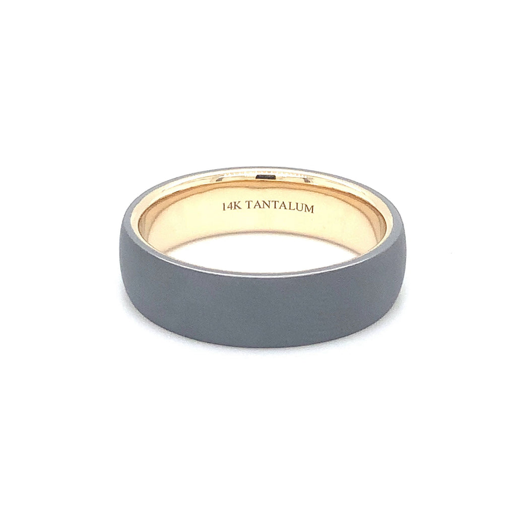 Contemporary Mixed Metal Tantalum and 14K Yellow Gold Wedding Band. - Image 3 of 8