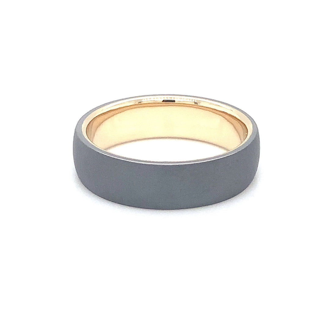 Contemporary Mixed Metal Tantalum and 14K Yellow Gold Wedding Band. - Image 5 of 8