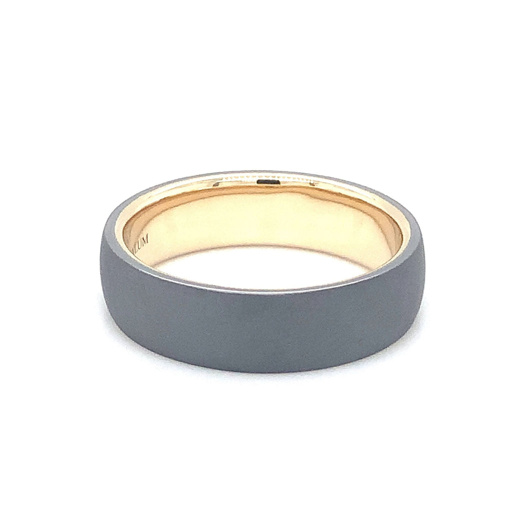 Contemporary Mixed Metal Tantalum and 14K Yellow Gold Wedding Band. - Image 6 of 8
