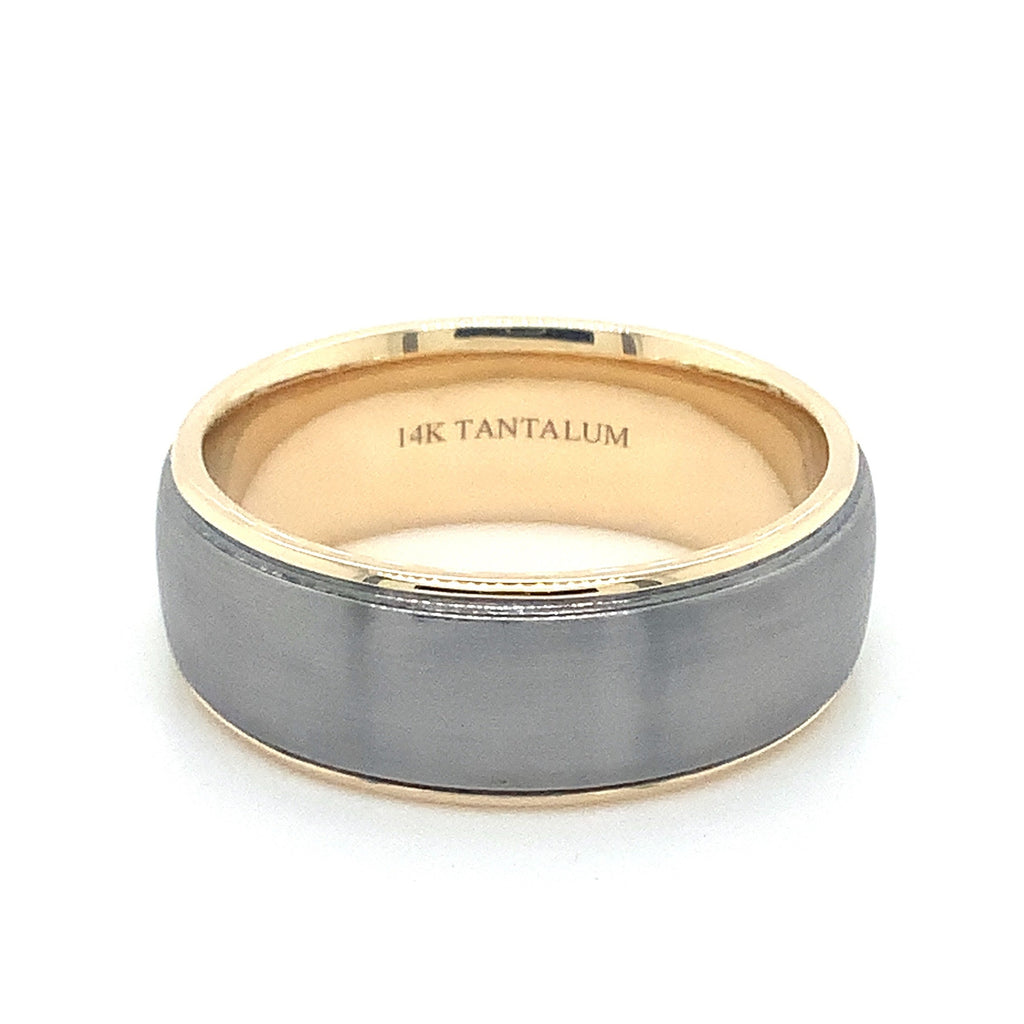 Contemporary Mixed Metal Tantalum and 14K Yellow Gold Wedding Band. - Image 1 of 8