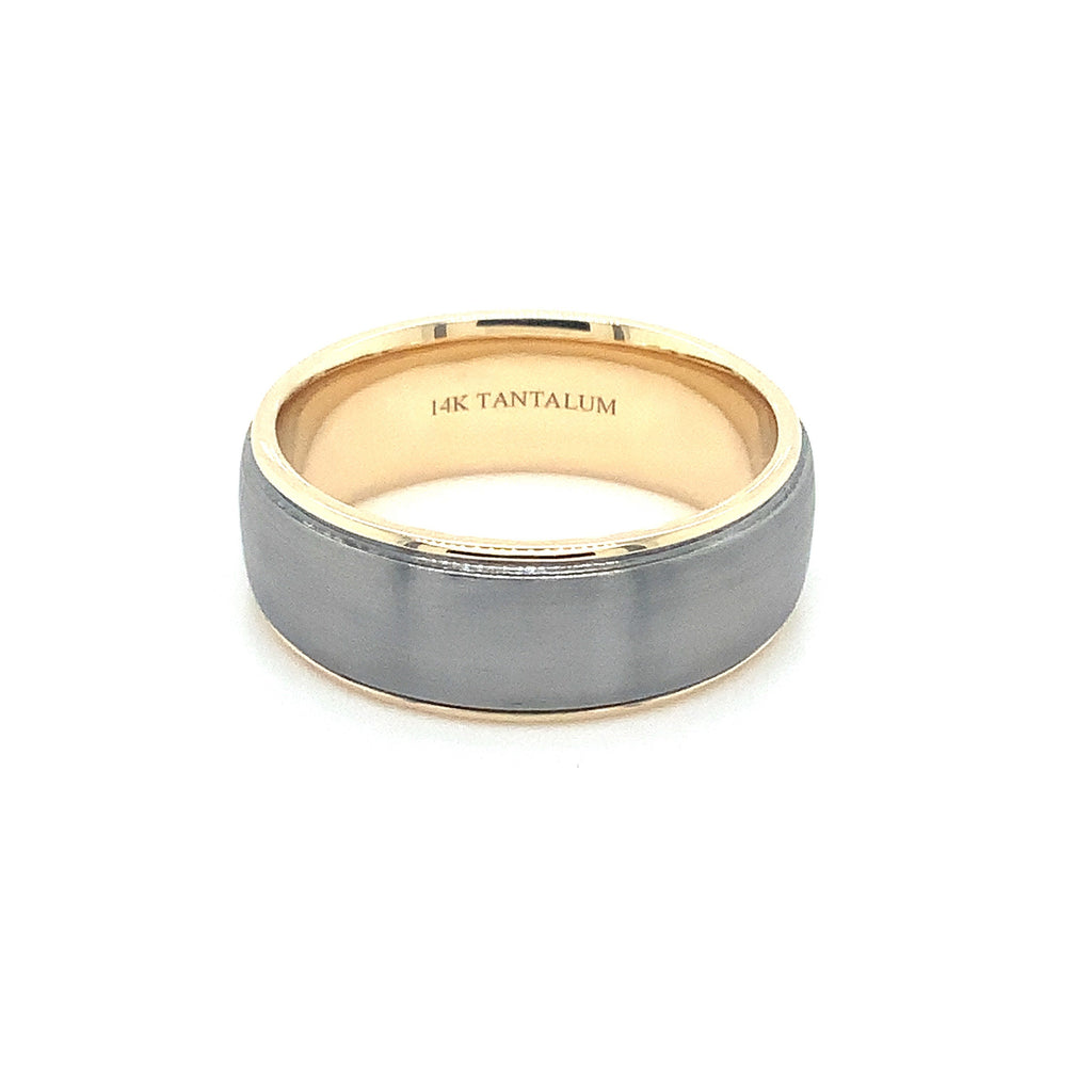 Contemporary Mixed Metal Tantalum and 14K Yellow Gold Wedding Band. - Image 4 of 8
