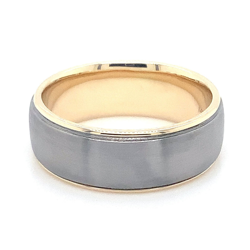 Contemporary Mixed Metal Tantalum and 14K Yellow Gold Wedding Band. - Image 3 of 8