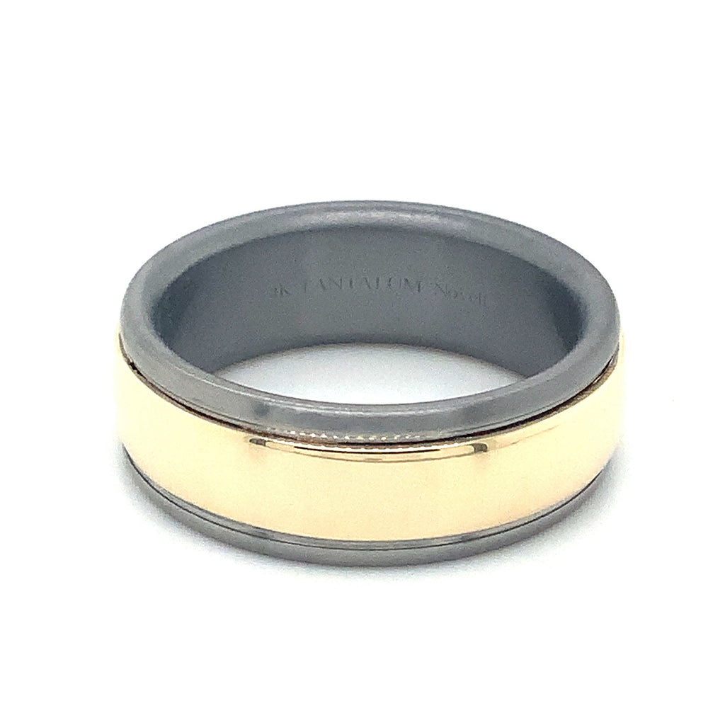 Contemporary Mixed Metal Tantalum and 14K Yellow Gold Wedding Band. - Image 1 of 7