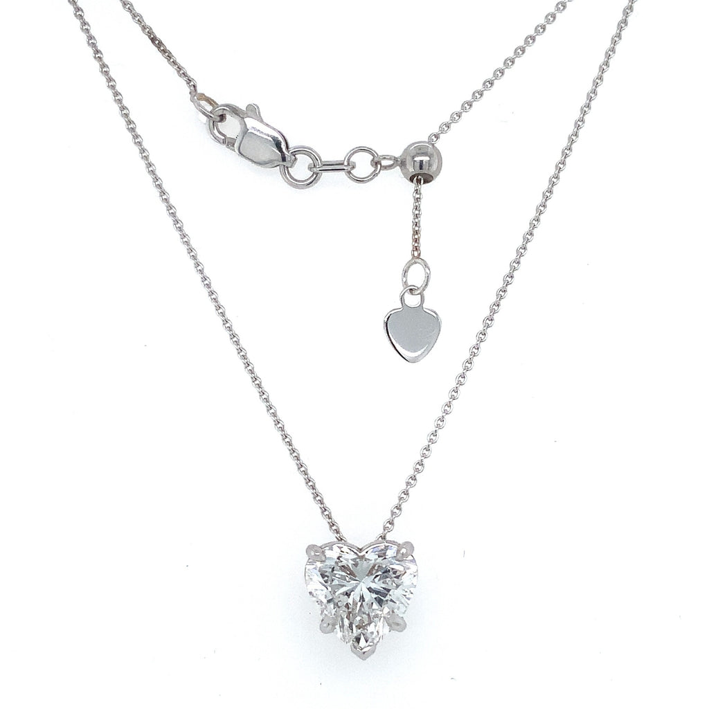 Heart Shape Diamond Solitaire Pendant 2.05 cts Lab Grown set in 14 kt White Gold  D in Color VVS 2 in Clarity - Image 2 of 8