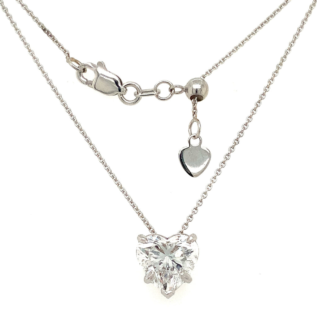 Heart Shape Diamond Solitaire Pendant 2.05 cts Lab Grown set in 14 kt White Gold  D in Color VVS 2 in Clarity - Image 3 of 8