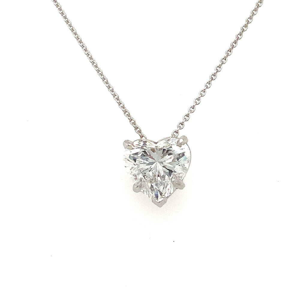 Heart Shape Diamond Solitaire Pendant 2.05 cts Lab Grown set in 14 kt White Gold  D in Color VVS 2 in Clarity - Image 4 of 8