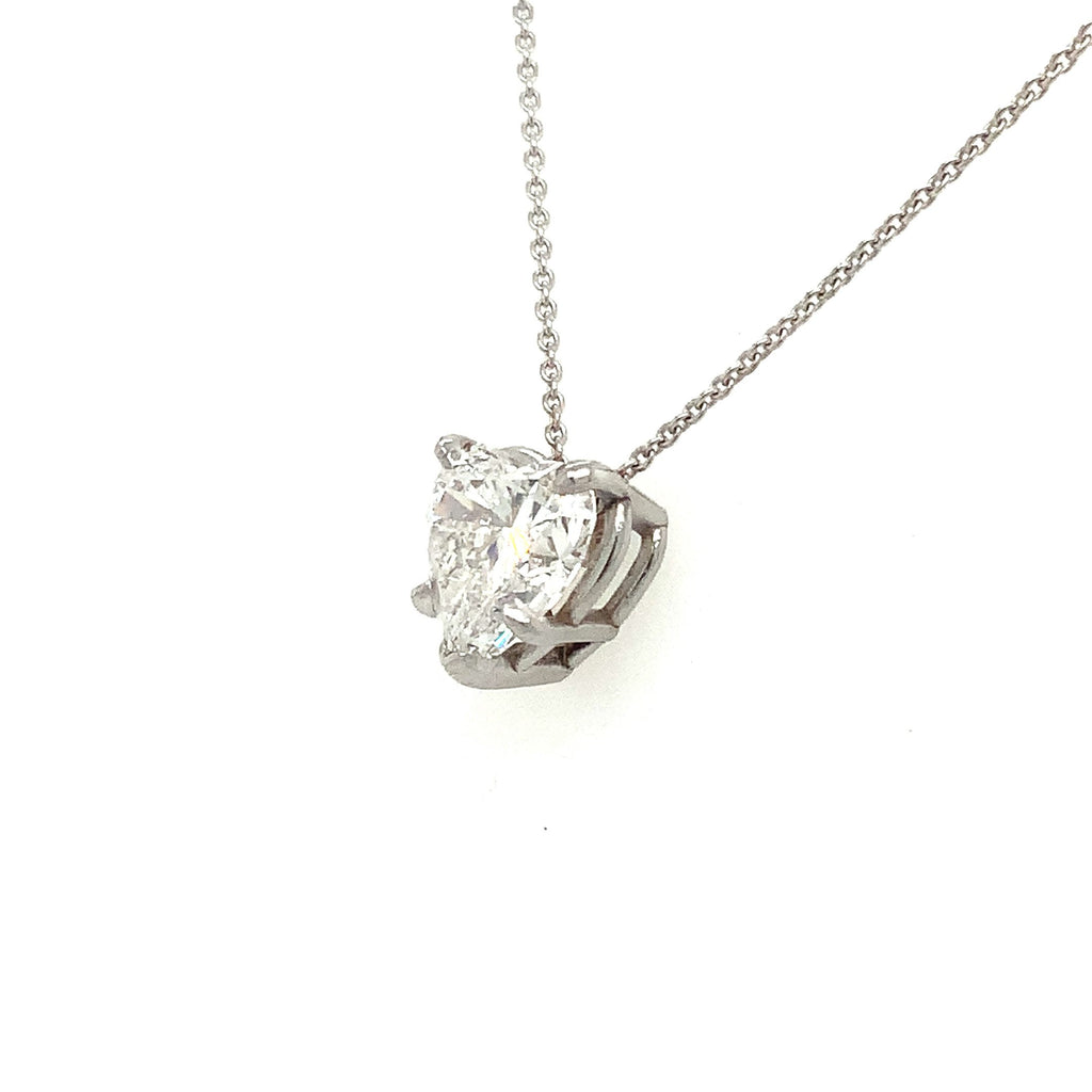 Heart Shape Diamond Solitaire Pendant 2.05 cts Lab Grown set in 14 kt White Gold  D in Color VVS 2 in Clarity - Image 5 of 8