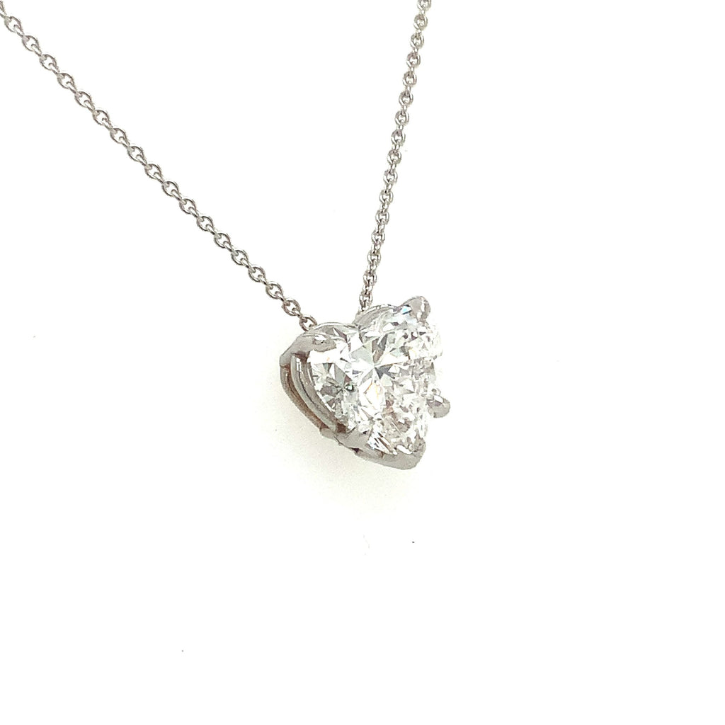 Heart Shape Diamond Solitaire Pendant 2.05 cts Lab Grown set in 14 kt White Gold  D in Color VVS 2 in Clarity - Image 6 of 8