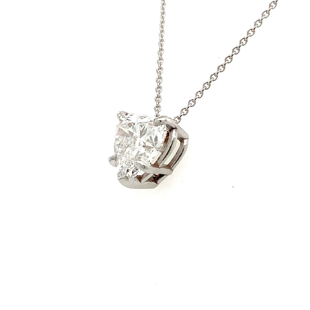 Heart Shape Diamond Solitaire Pendant 2.05 cts Lab Grown set in 14 kt White Gold  D in Color VVS 2 in Clarity - Image 7 of 8