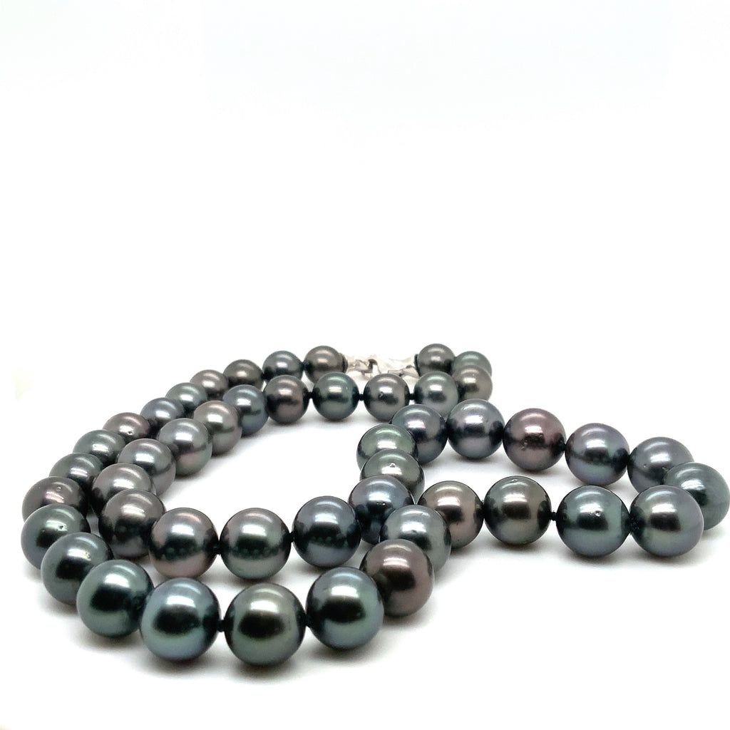 Cultured Natural Black South Sea Tahitian Peacock AAA Grade 8-10 mm Pearl Strand 18 inch Necklace - Image 1 of 8