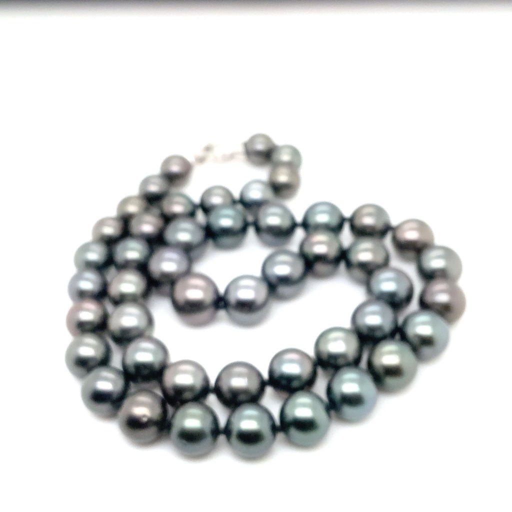 Cultured Natural Black South Sea Tahitian Peacock AAA Grade 8-10 mm Pearl Strand 18 inch Necklace - Image 4 of 8