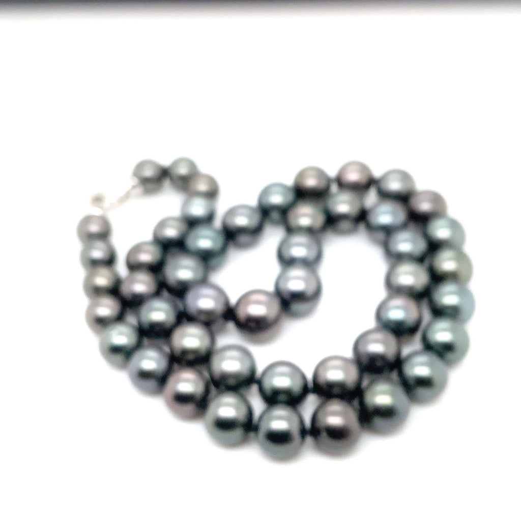 Cultured Natural Black South Sea Tahitian Peacock AAA Grade 8-10 mm Pearl Strand 18 inch Necklace - Image 5 of 8