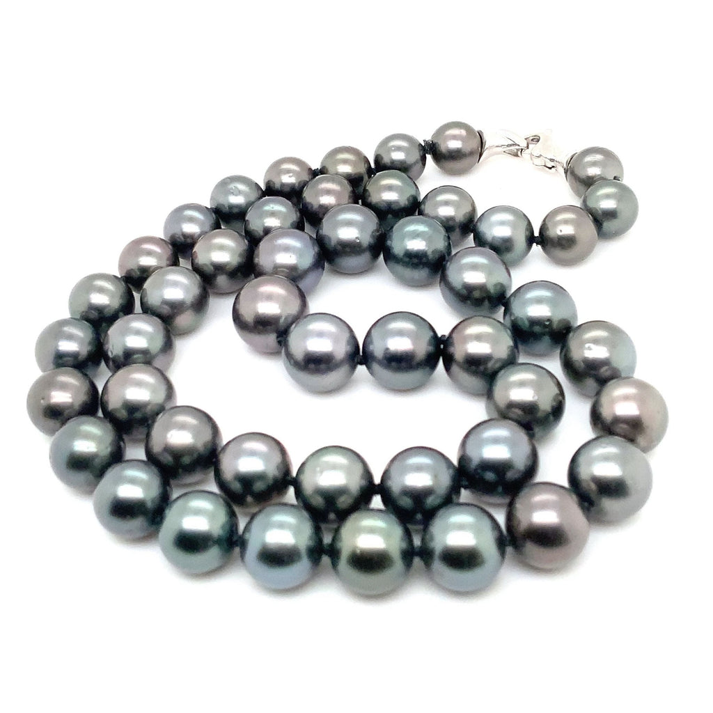 Cultured Natural Black South Sea Tahitian Peacock AAA Grade 8-10 mm Pearl Strand 18 inch Necklace - Image 6 of 8