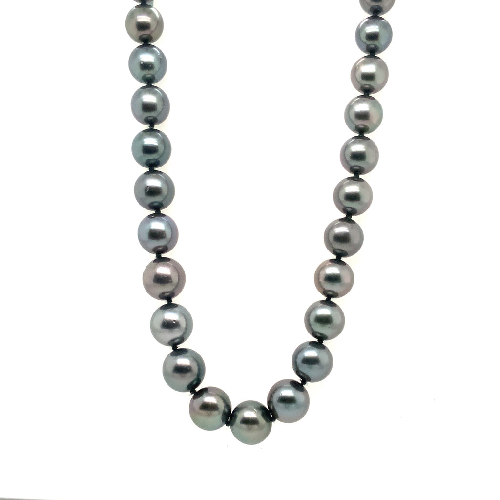 Cultured Natural Black South Sea Tahitian Peacock AAA Grade 8-10 mm Pearl Strand 18 inch Necklace - Image 7 of 8