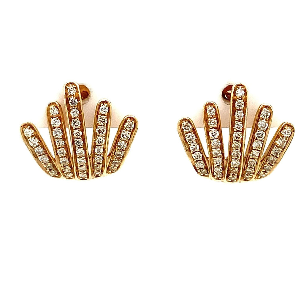 Gold Crown Diamond Paved Earrings Cuff 14K Yellow Gold - Image 1 of 10