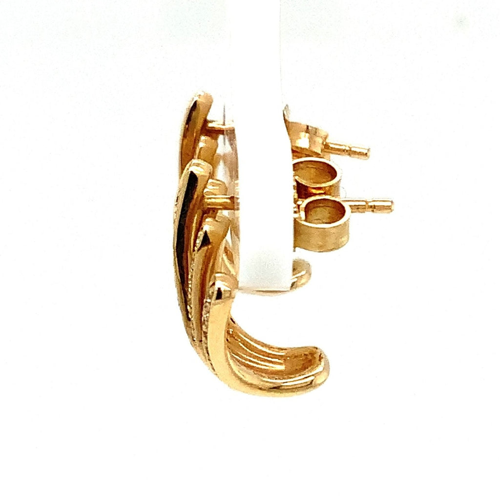 Gold Crown Diamond Paved Earrings Cuff 14K Yellow Gold - Image 3 of 10