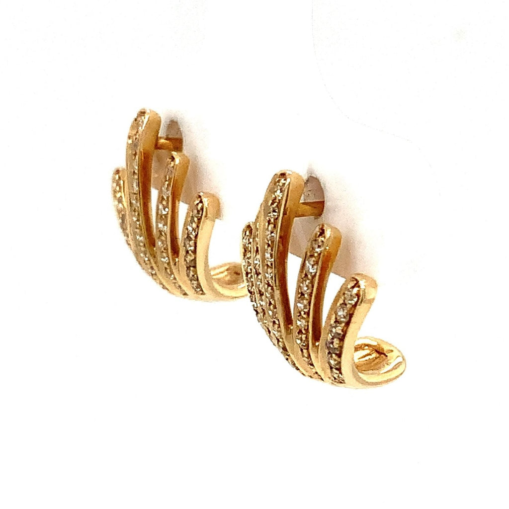 Gold Crown Diamond Paved Earrings Cuff 14K Yellow Gold - Image 4 of 10