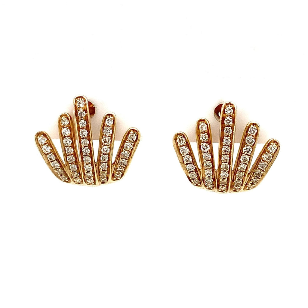 Gold Crown Diamond Paved Earrings Cuff 14K Yellow Gold - Image 5 of 10