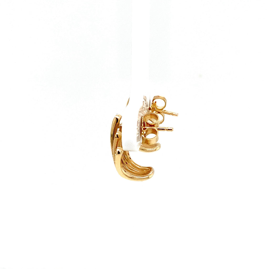 Gold Crown Diamond Paved Earrings Cuff 14K Yellow Gold - Image 7 of 10