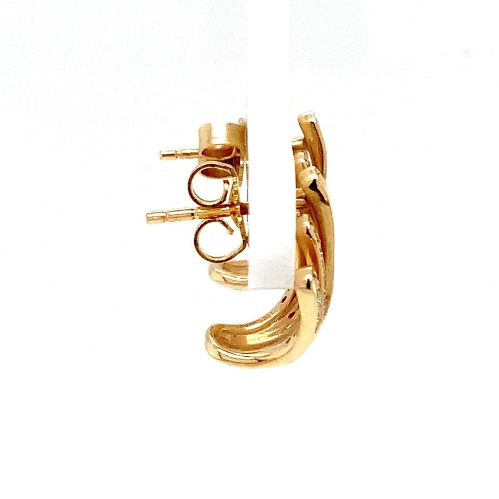 Gold Crown Diamond Paved Earrings Cuff 14K Yellow Gold - Image 6 of 10