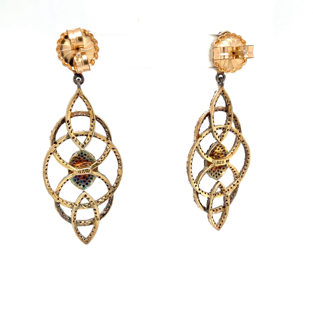 Blue Sapphire and Diamond Chandelier Drop Earrings 1.5ctw Oxidized Sterling Silver - Image 6 of 7