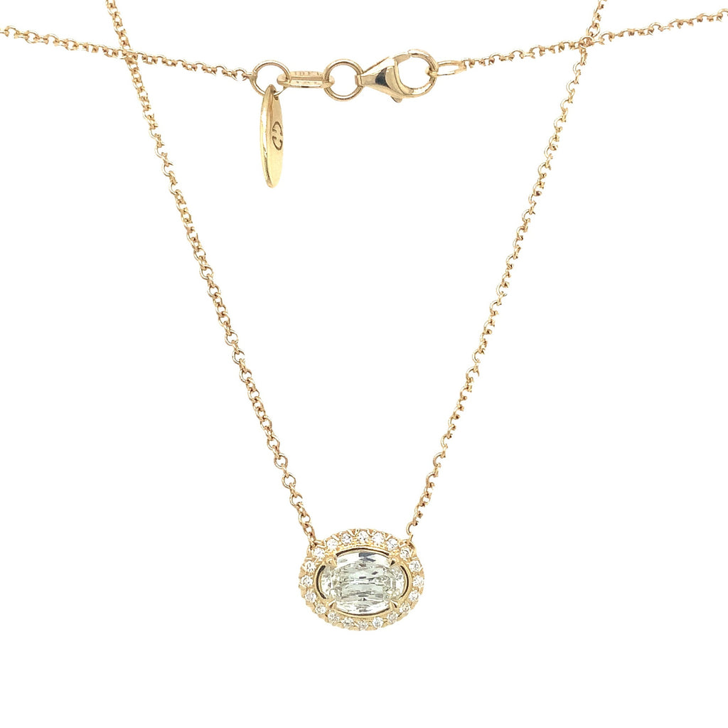 Christopher Designs L'Amour Crisscut® Diamond East West Halo Pendant set in 18 kt Yellow Gold. - Image 3 of 7