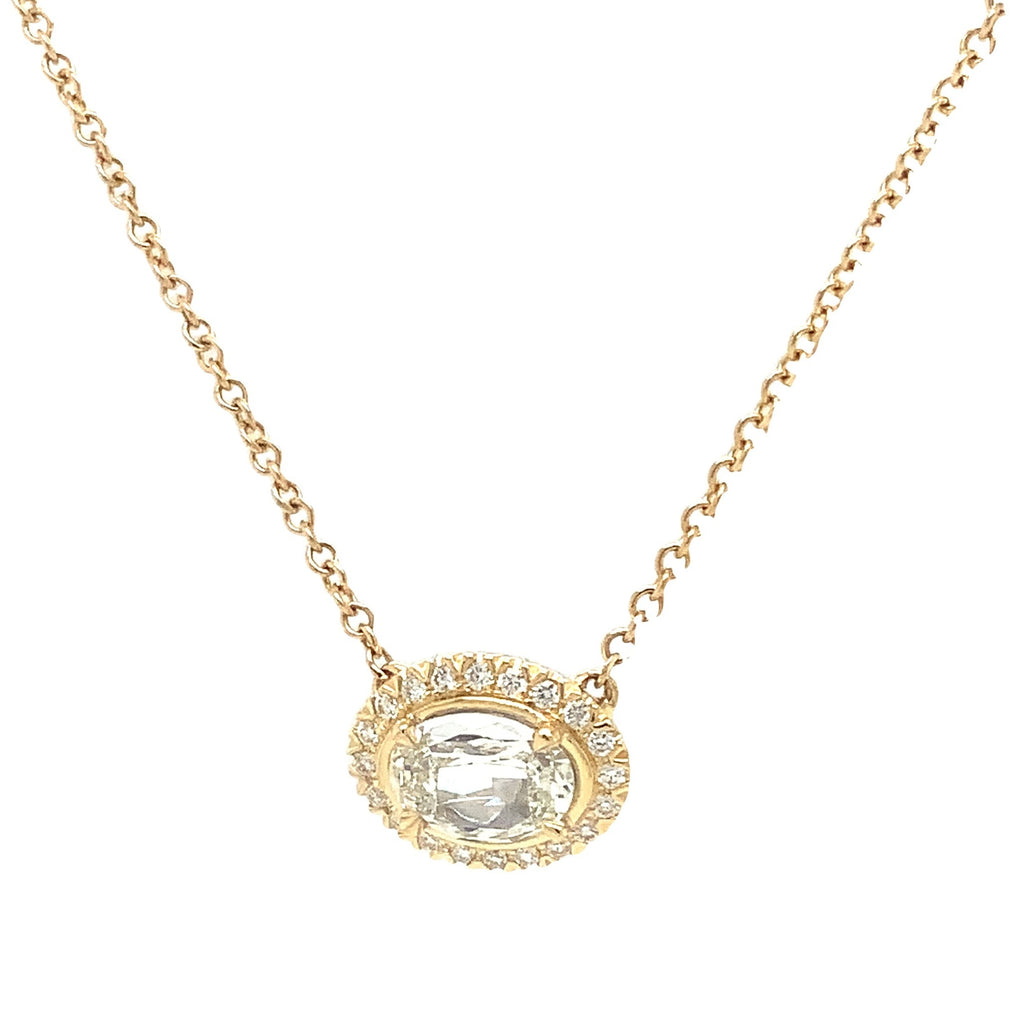 Christopher Designs L'Amour Crisscut® Diamond East West Halo Pendant set in 18 kt Yellow Gold. - Image 2 of 7