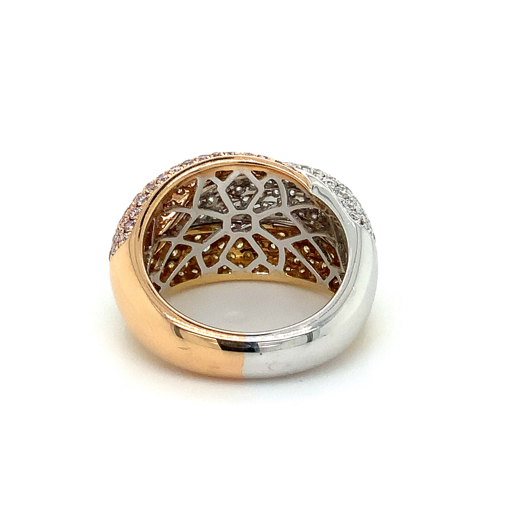 Roman + Jules Fancy Colored Overlapping Diamond Pavé Ring Set in 18K Tri-color Gold - Image 5 of 6