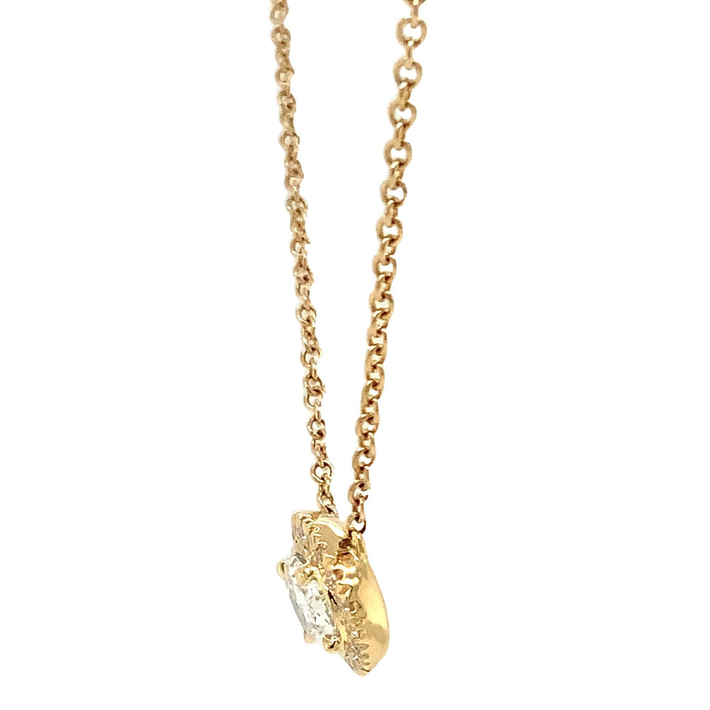 Christopher Designs L'Amour Crisscut® Diamond East West Halo Pendant set in 18 kt Yellow Gold. - Image 4 of 7