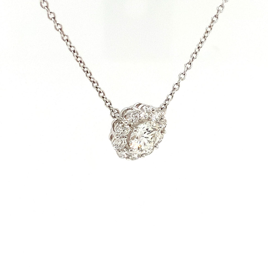 Memoire Diamond Blossom Collection Pendant Round Brilliant Cut Diamonds 1.01 ctw 18K White Gold - Image 9 of 10