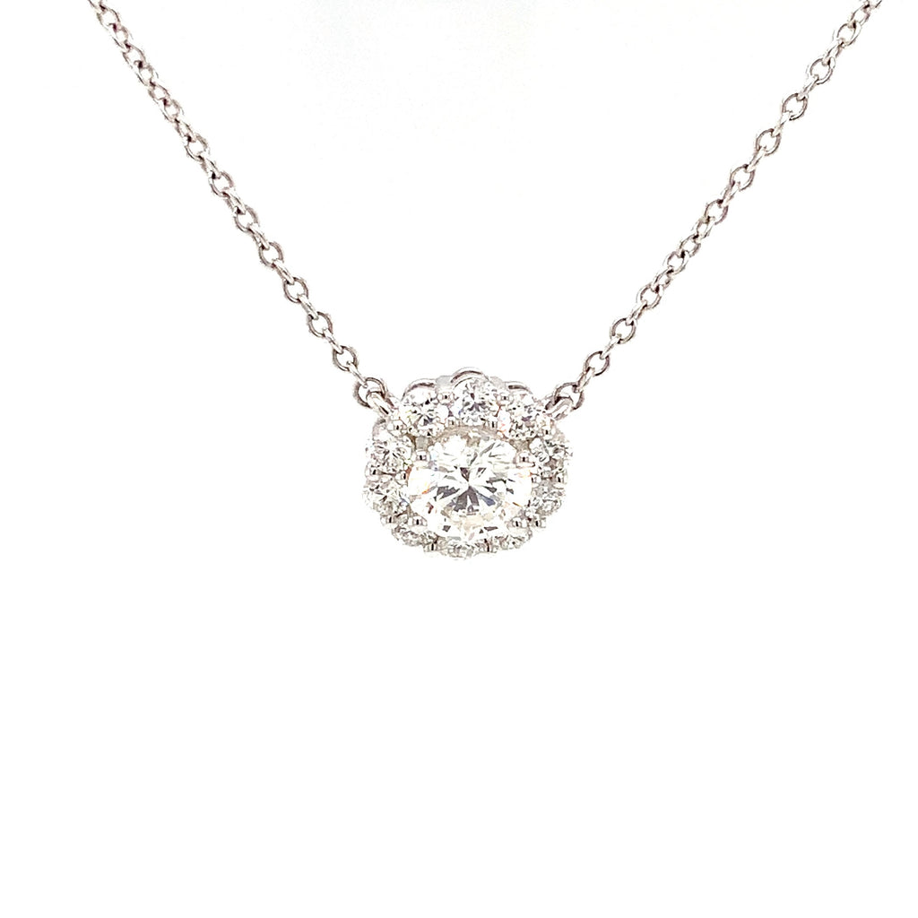 Memoire Diamond Blossom Collection Pendant Round Brilliant Cut Diamonds 1.01 ctw 18K White Gold - Image 5 of 10