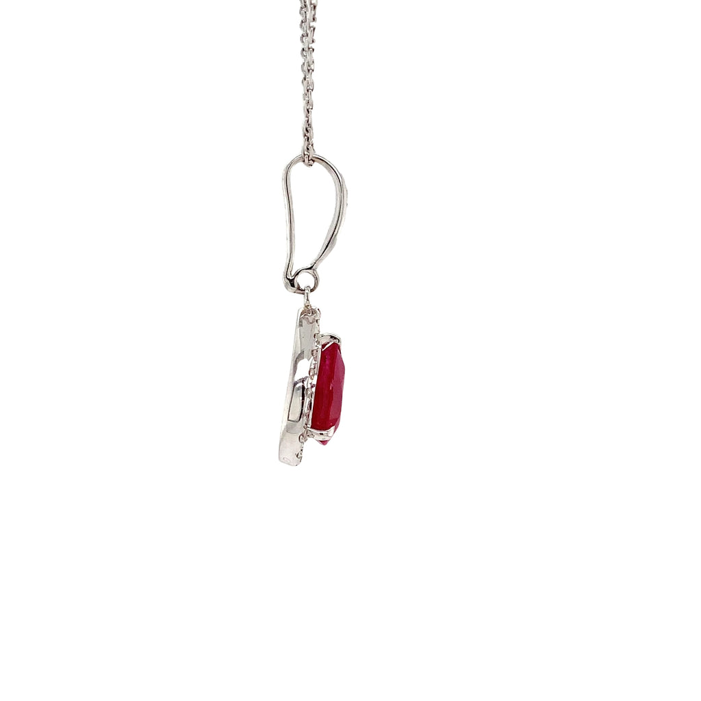 Roman+Jules Pear Shaped Ruby and Diamond Pendant and Chain fashioned in 18 kt White Gold. - Image 11 of 11